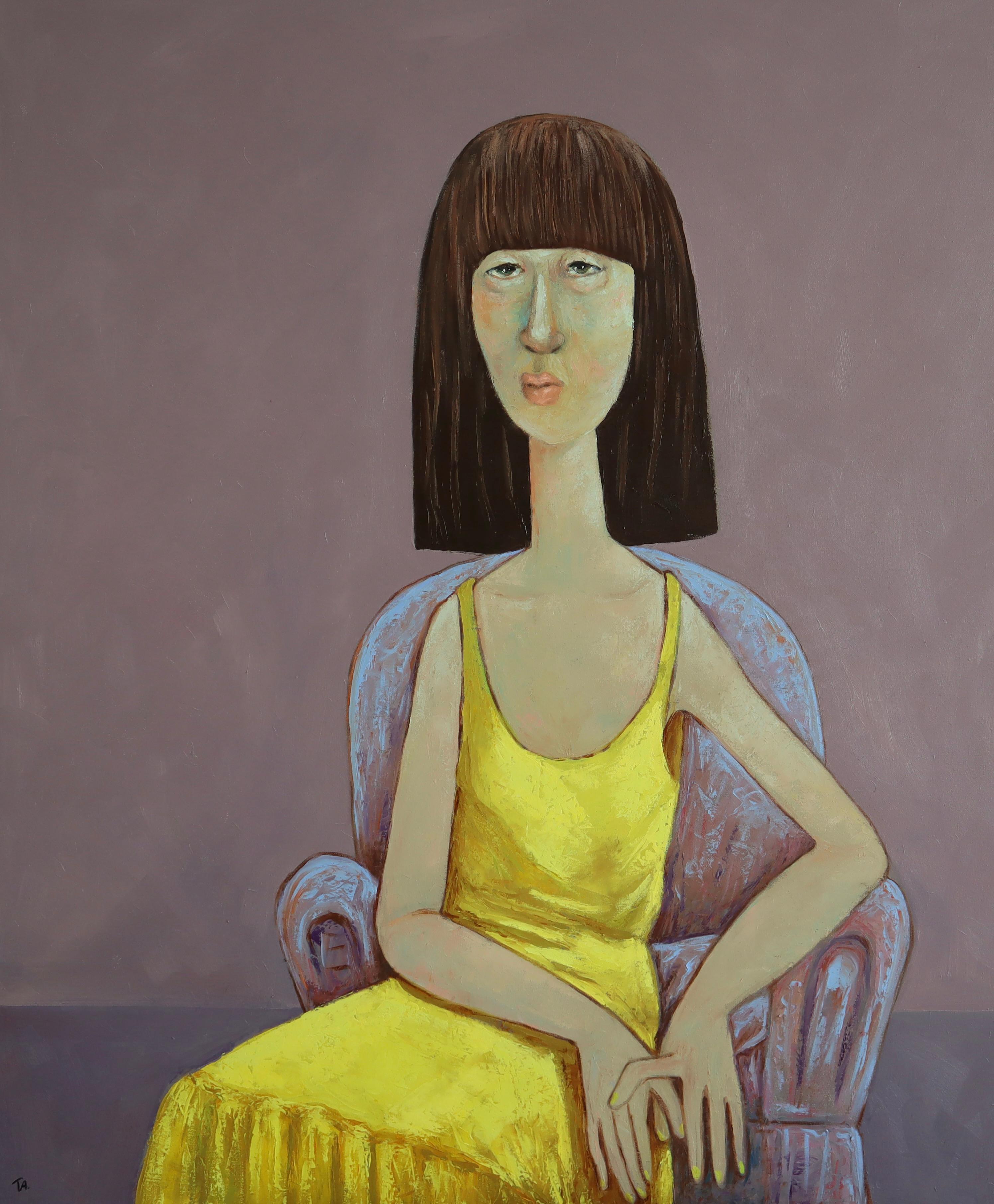 Suthamma (Ta) Byrne Figurative Painting - Lady in yellow
