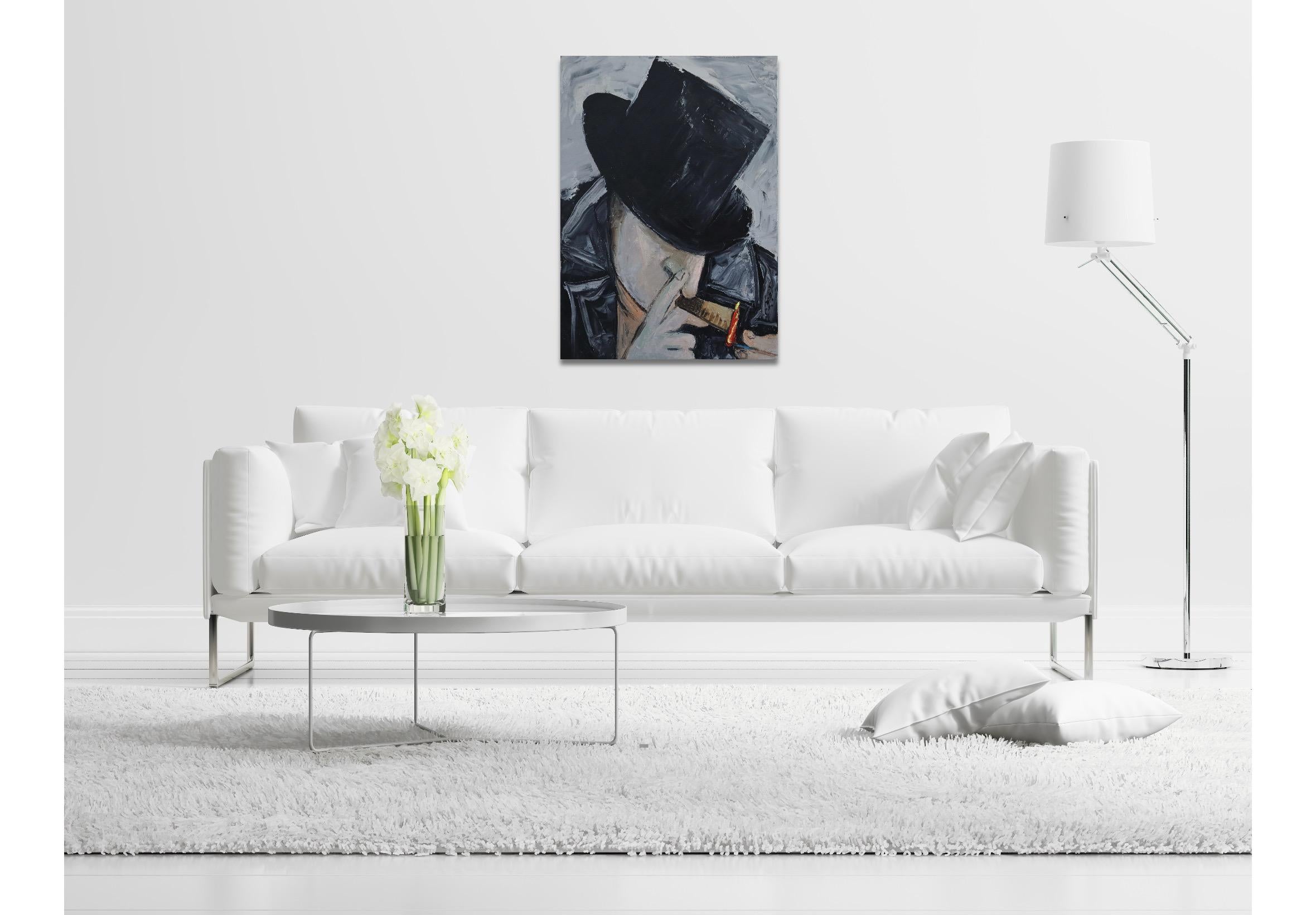 Man in black - Painting by Suthamma (Ta) Byrne