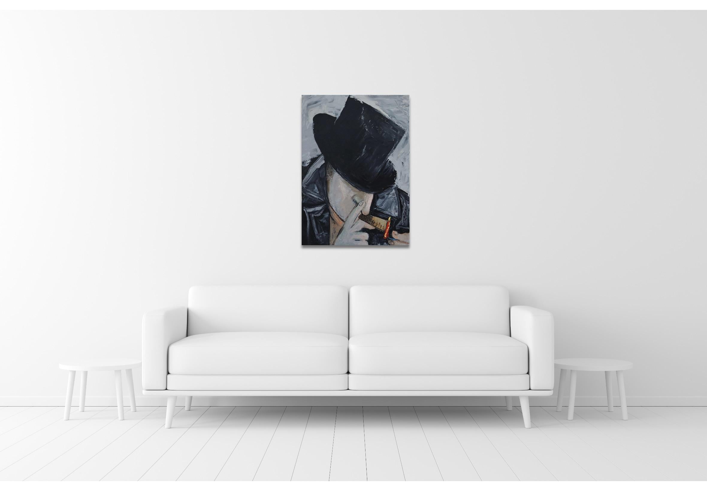 Man in black - Impressionist Painting by Suthamma (Ta) Byrne