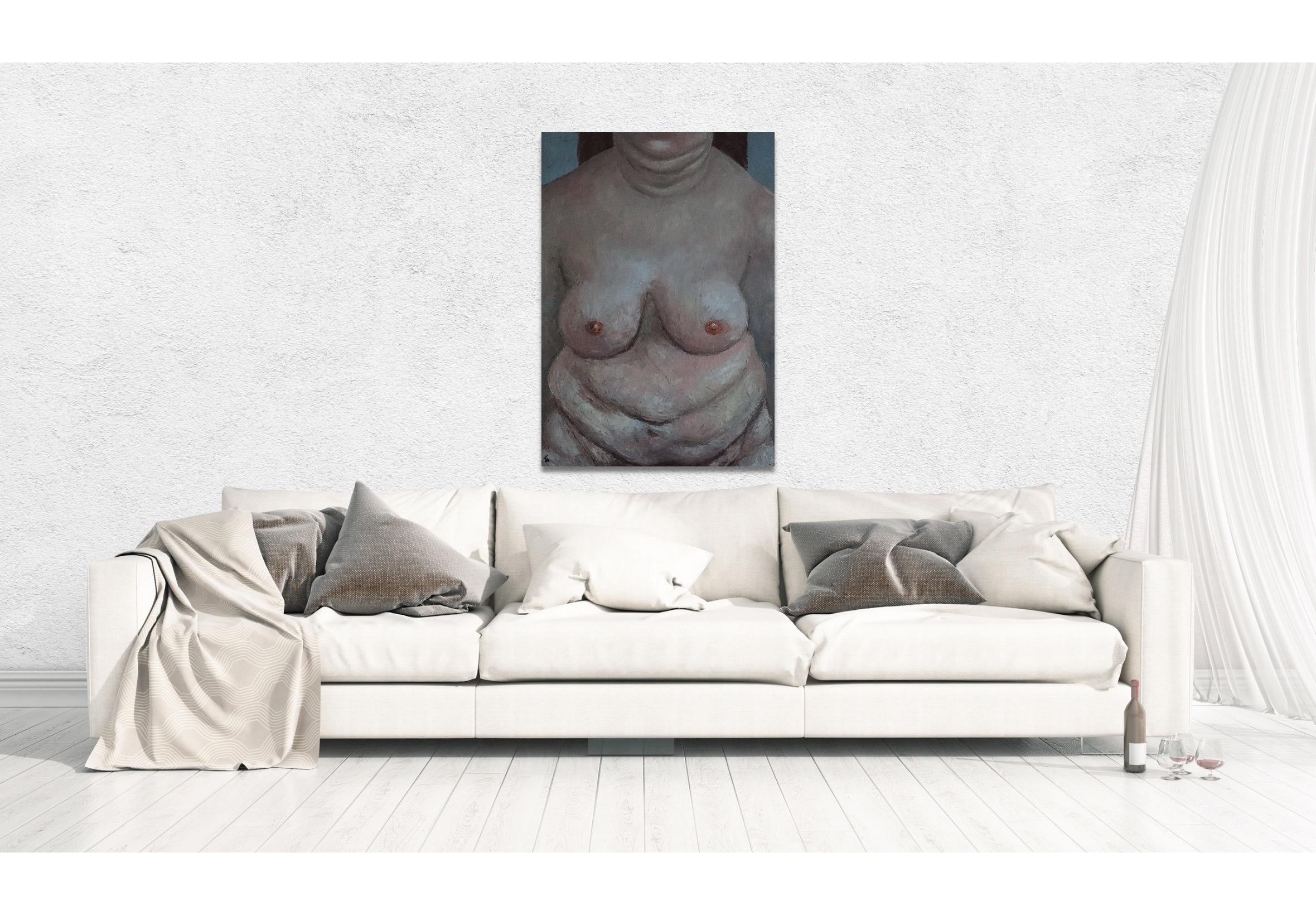 Nude - Gray Portrait Painting by Suthamma (Ta) Byrne