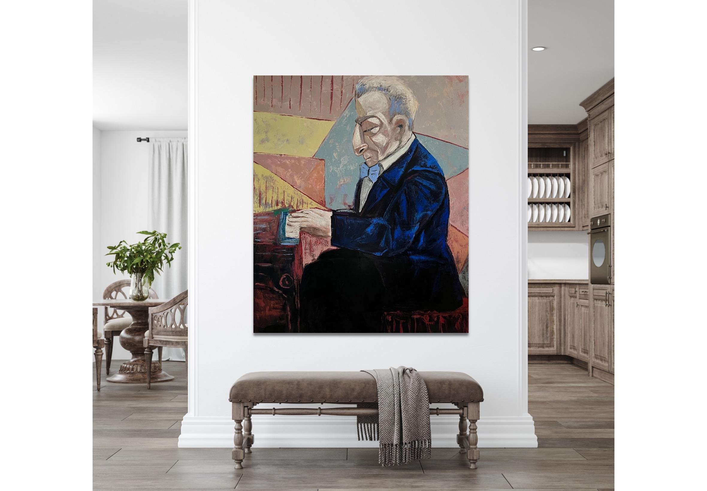 The Pianist (Schwarz), Figurative Painting, von Suthamma (Ta) Byrne