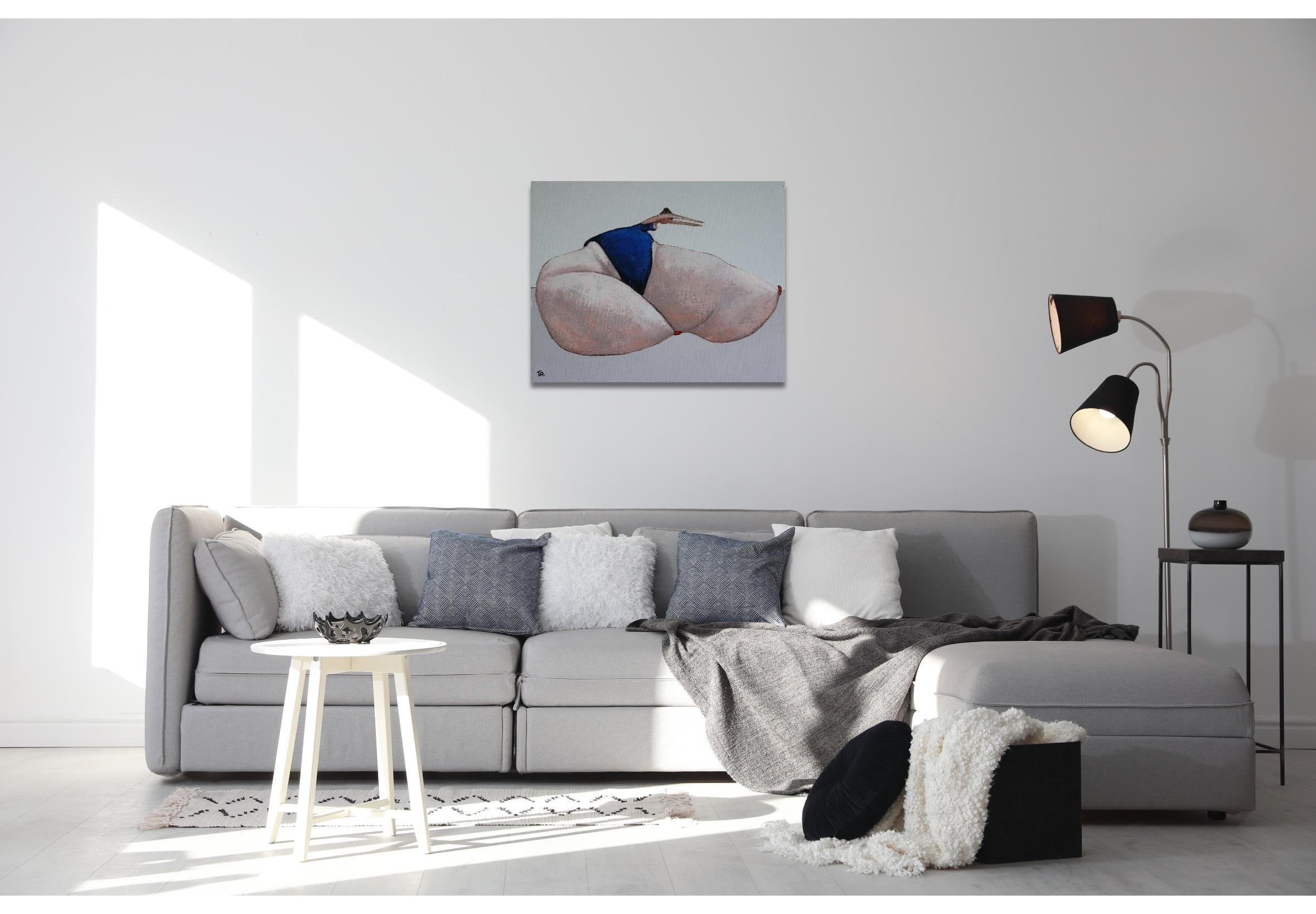 Fertig zum Aufhängen und kostenloser weltweiter Versand.
Meine Dame in Blau ist voller Energie und Elan und eine Turnerin ersten Ranges, flexibel nach jahrelangem Yoga und schön, und ich bin begeistert von ihr. Dieses Öl auf Leinwand wird an jeder
