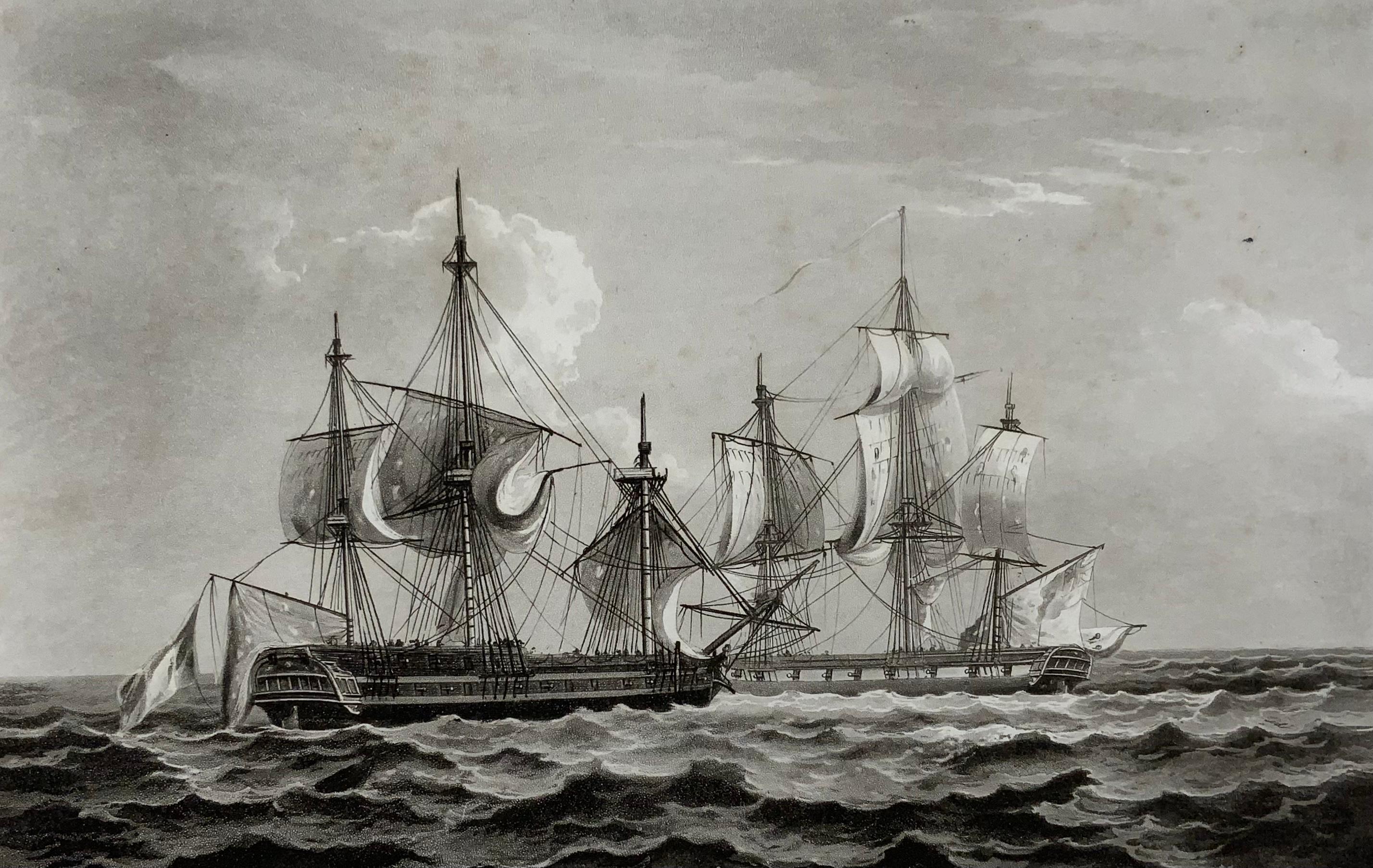 Etched Sutherland, Capture of La Guerrière in 1809, maritime aquatint For Sale