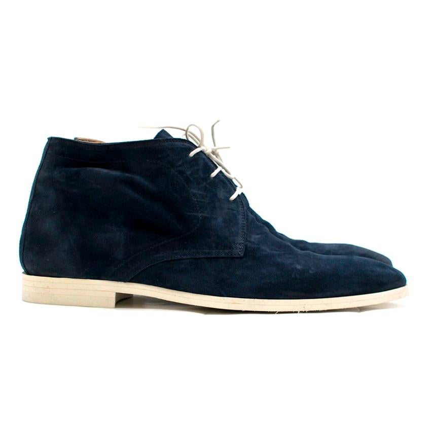 Sutor Mantellassi Navy Suede Ankle Boots
 
 - Navy suede ankle boots
 - Square toe
 - Front white lace up
 - Nude leather lining with logo embroidered
 - Comes with the internal shoe trees
 - White sole
 - This item comes with the original dust bag
