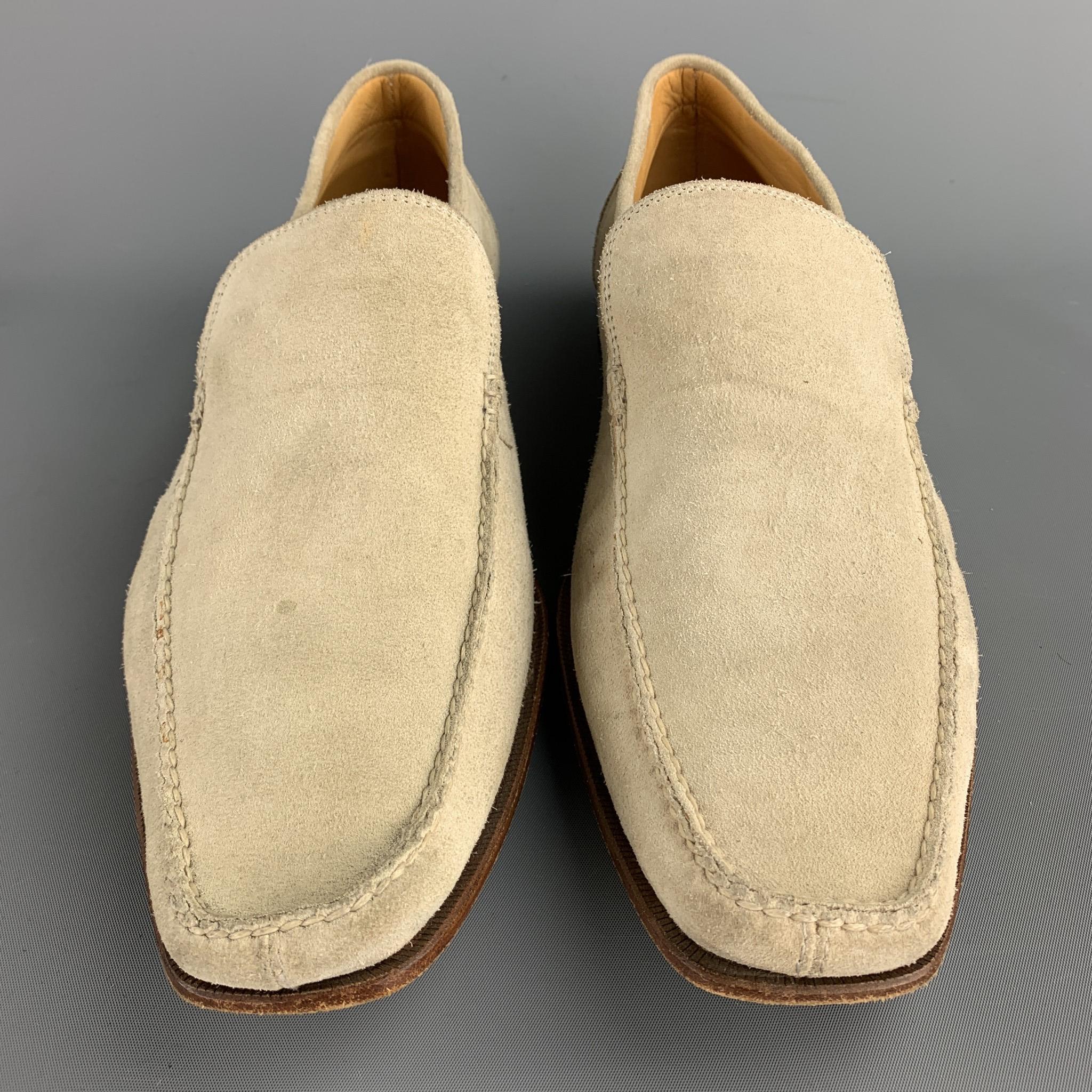 Beige SUTOR MANTELLASSI Size 11 Natural Suede Slip On Loafers