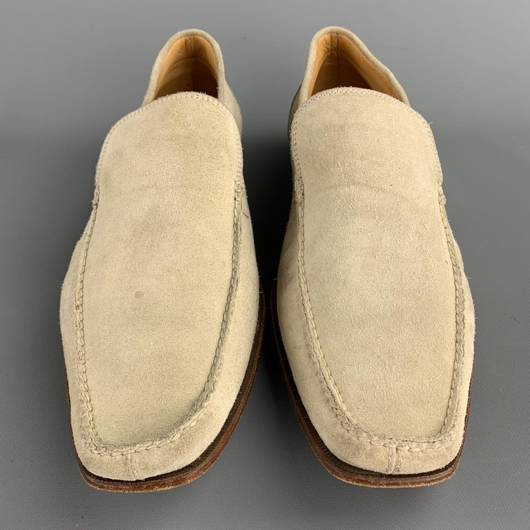 SUTOR MANTELLASSI Size 11 Natural Suede Slip On Loafers For Sale at 1stDibs