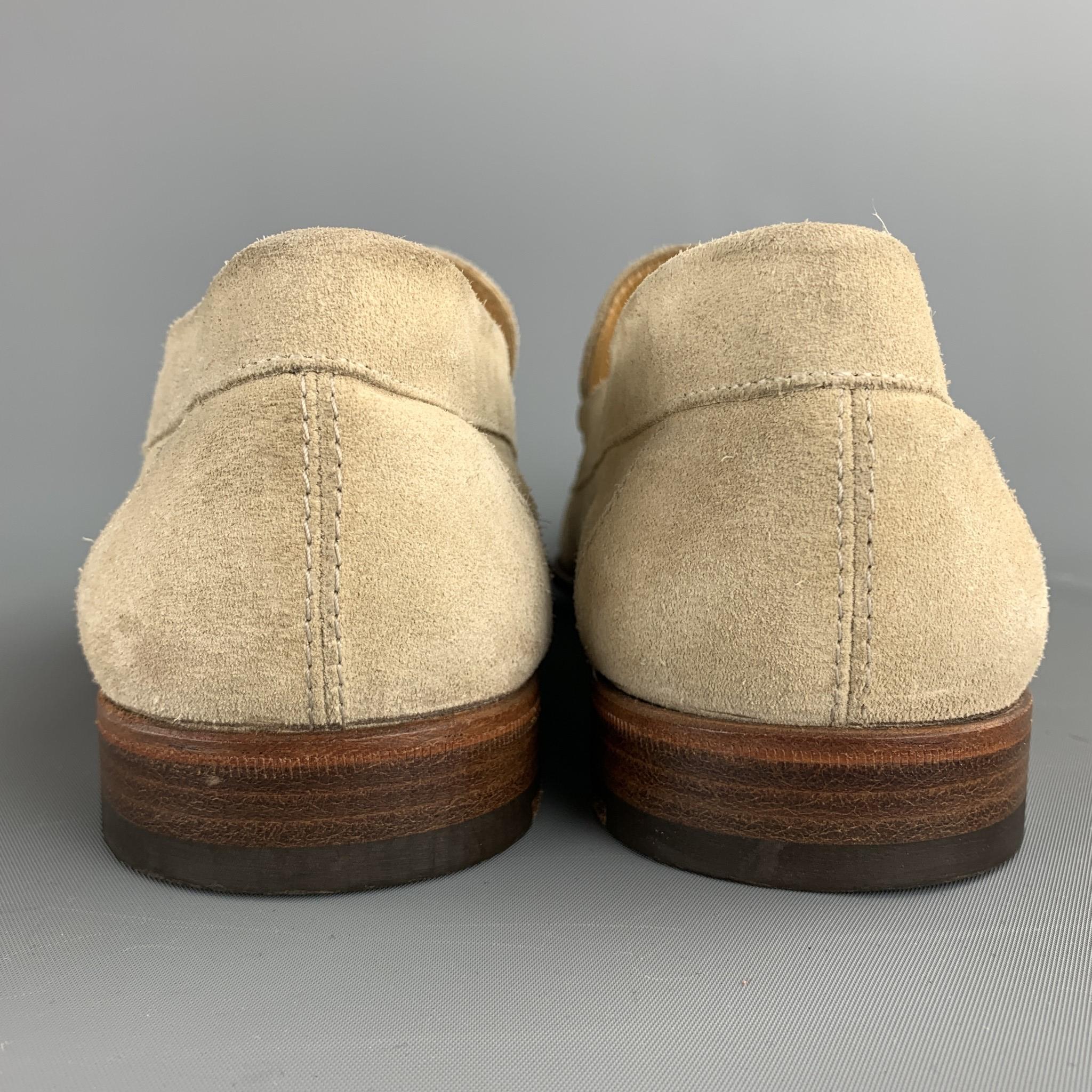 SUTOR MANTELLASSI Size 11 Natural Suede Slip On Loafers In Fair Condition In San Francisco, CA