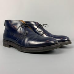 SUTOR MANTELLASSI Size 7.5 Navy Patent Leather Ankle Lace Up Shoes