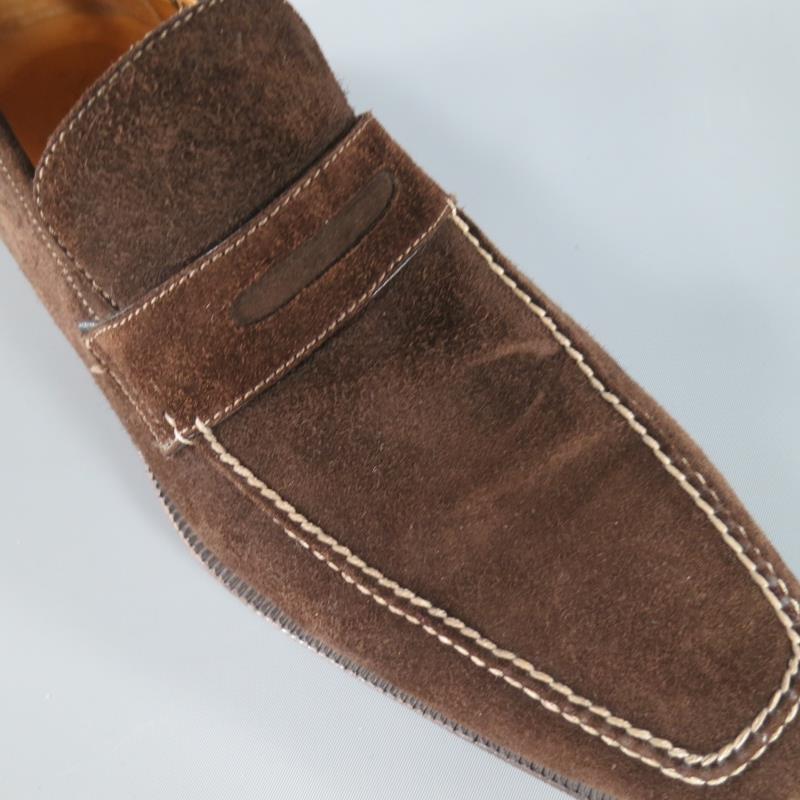SUTOR MANTELLASSI Size 8 Brown Suede Penny Loafers For Sale 1