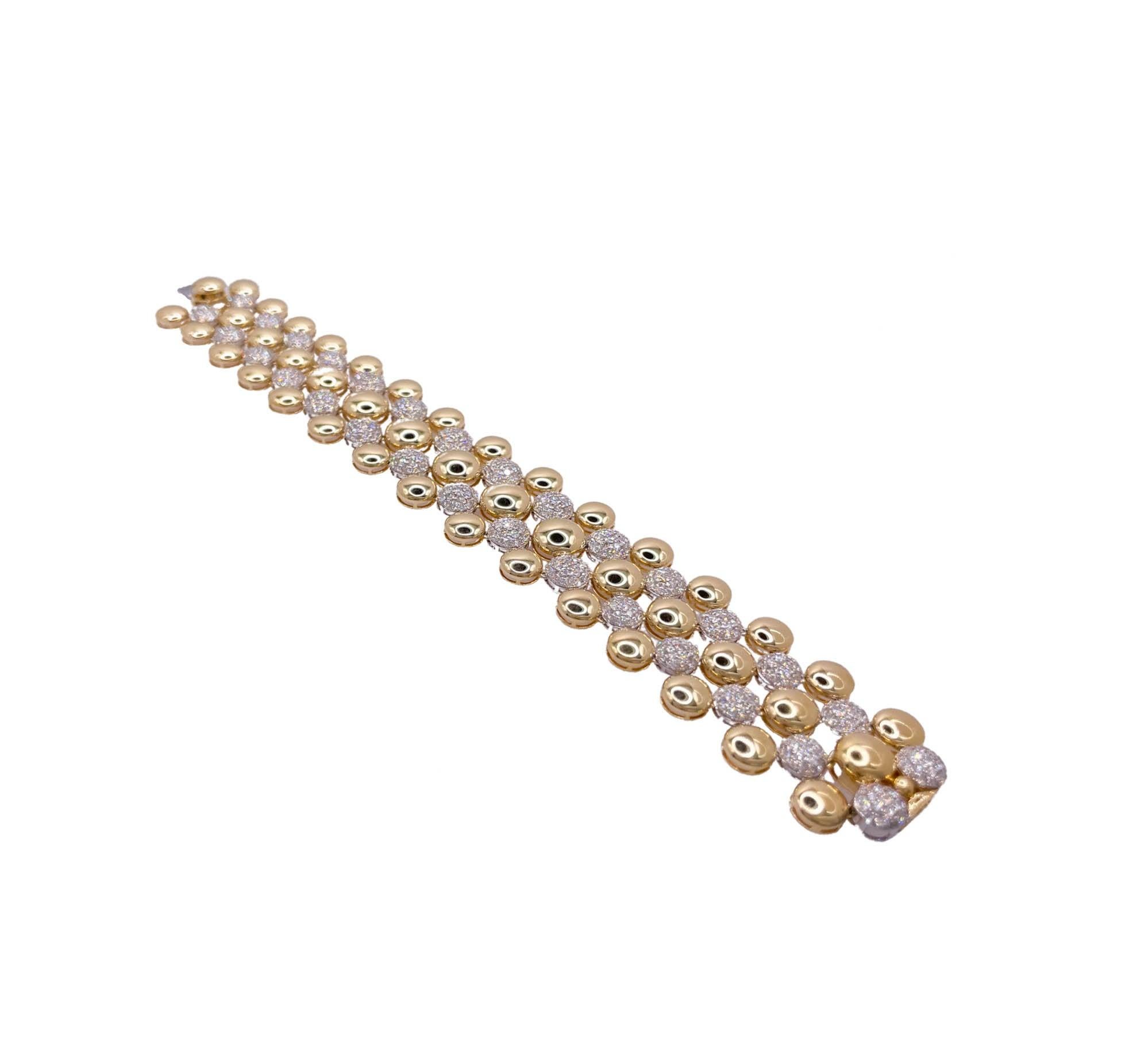 SUTRA 18k Two Tone Gold Diamond Bubble Bracelet In Good Condition For Sale In Boca Raton, FL