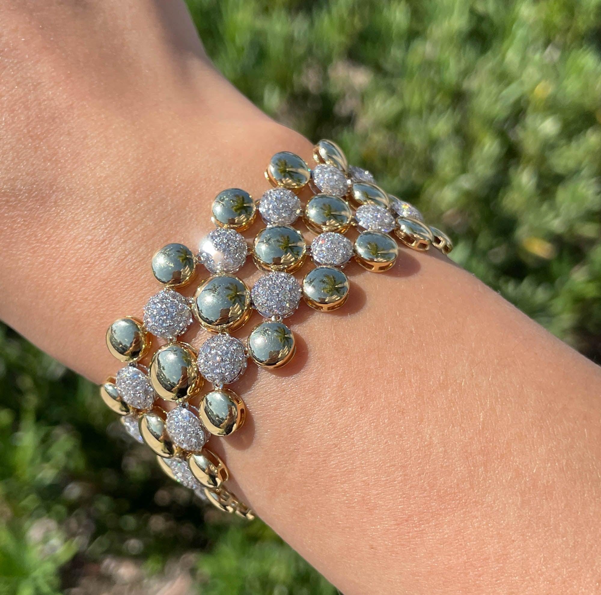 SUTRA 18k Two Tone Gold Diamond Bubble Bracelet For Sale 1