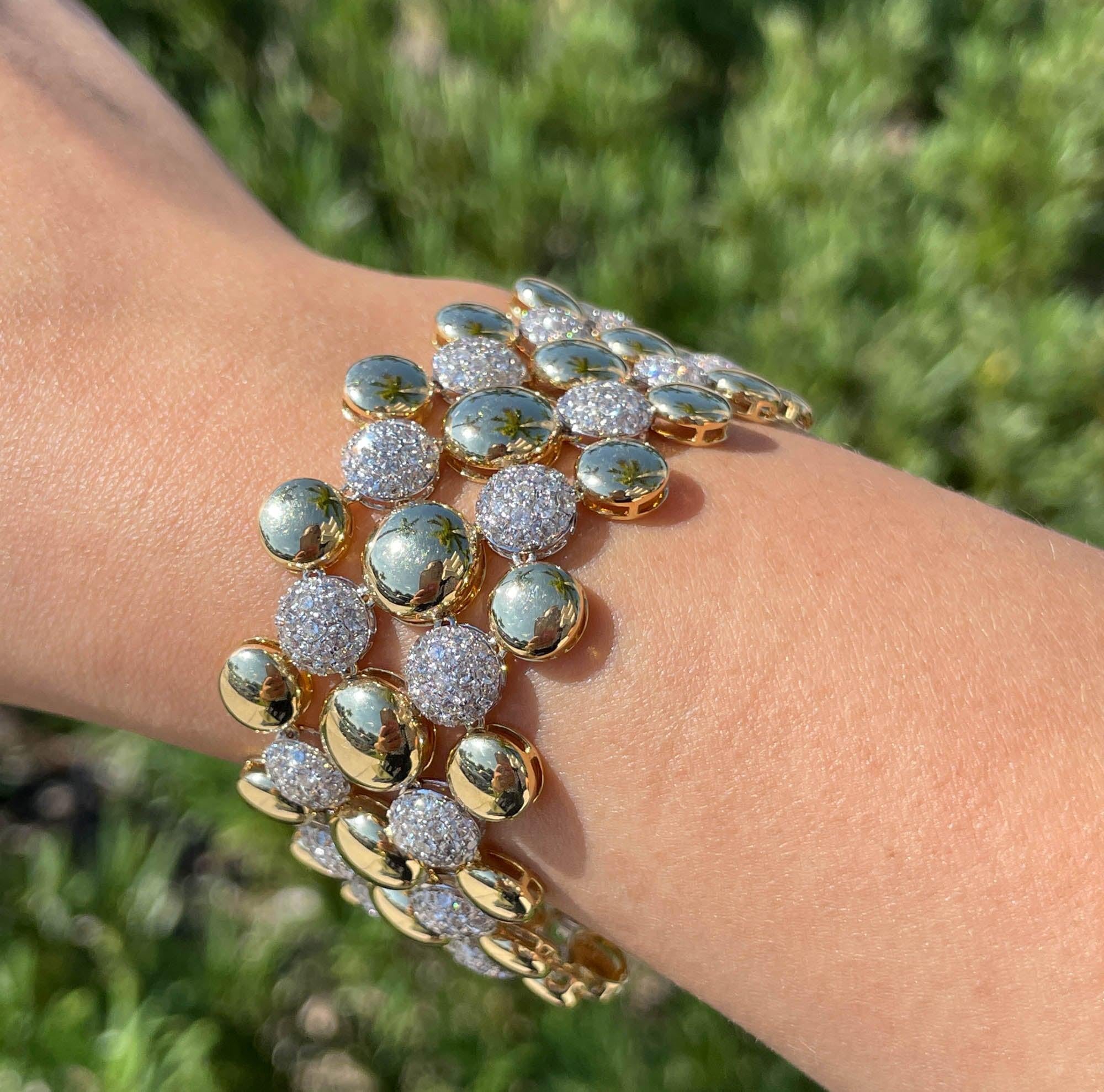 SUTRA 18k Two Tone Gold Diamond Bubble Bracelet For Sale 2