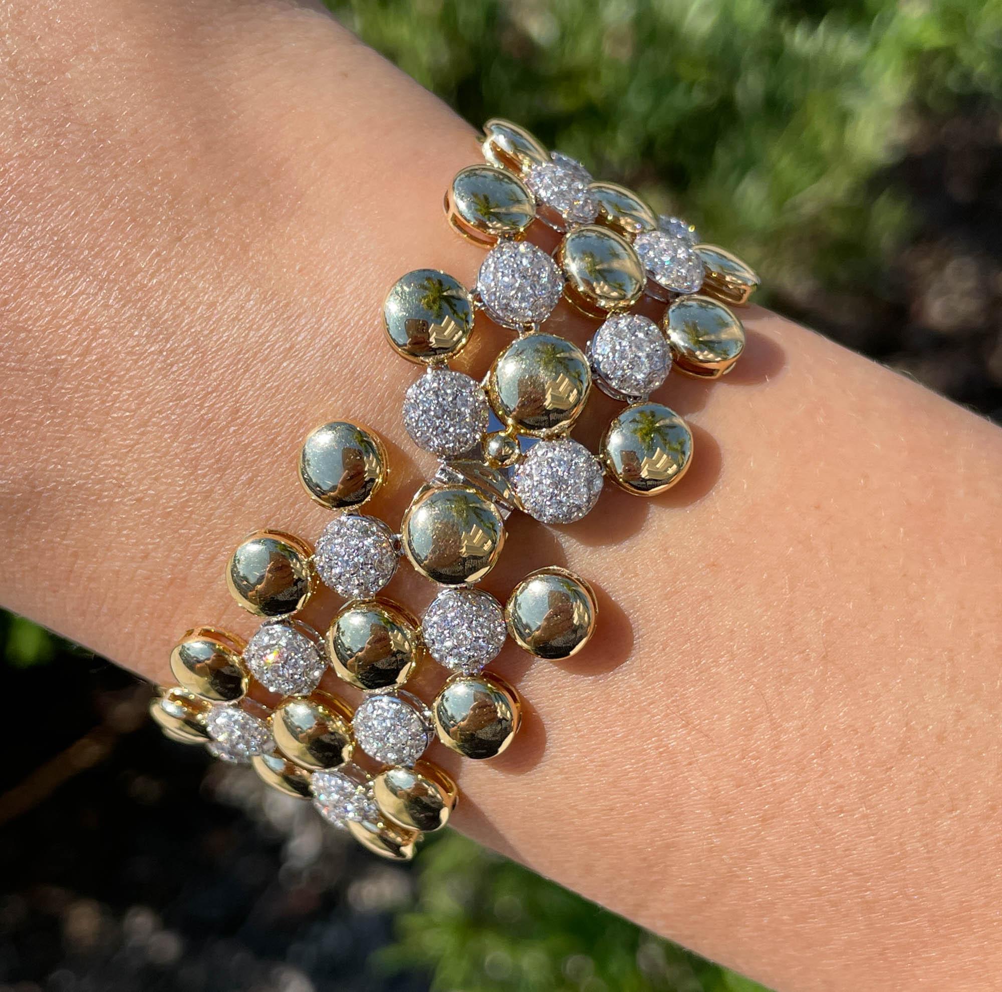 SUTRA 18k Two Tone Gold Diamond Bubble Bracelet For Sale 3