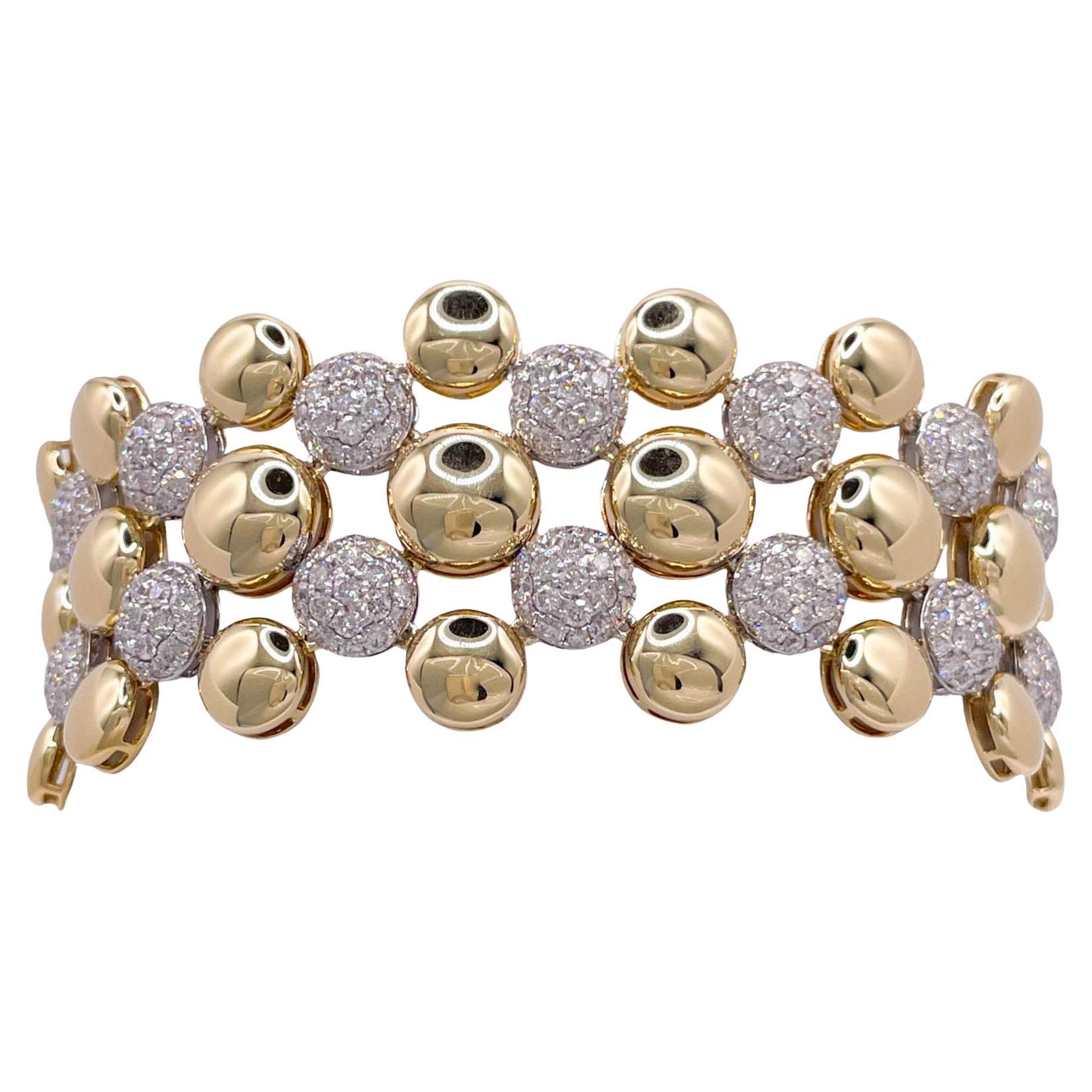SUTRA 18k Two Tone Gold Diamond Bubble Bracelet