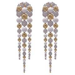 Sutra Boucles d'oreilles pendantes en or bicolore 18 carats, diamant, céramique blanche et bulle d'air