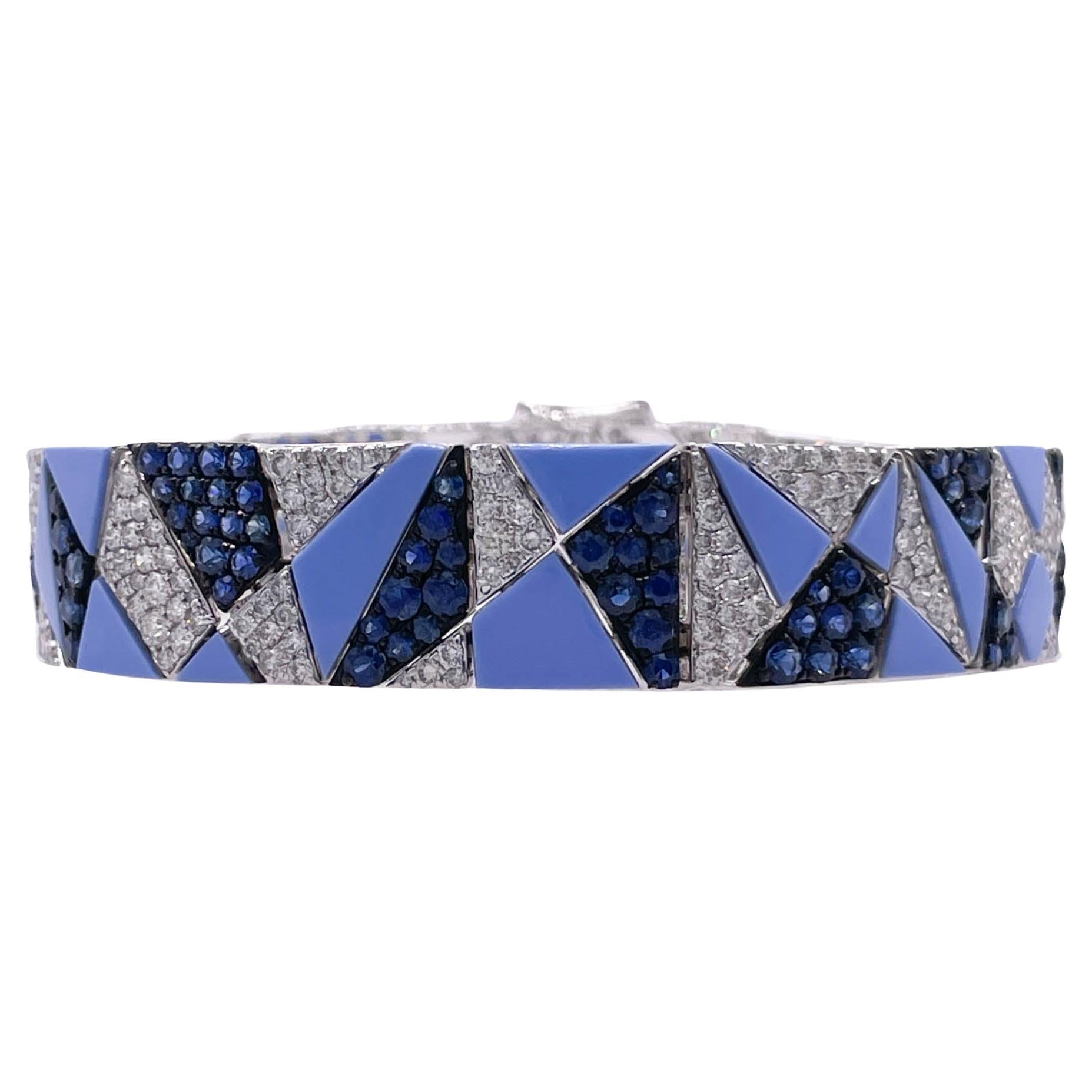 SUTRA 18k White Gold Sapphire and Diamond Bracelet