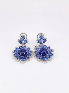 Sutra 18KT Gold, 11.56 Carat Tanzanite, 13.73 Carat Sapphires & Diamond Earrings