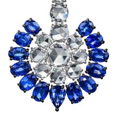 Sutra 18KT Weißgold, 14,28CT. Fächerohrringe mit blauem Saphir und 8,52 Karat Diamanten