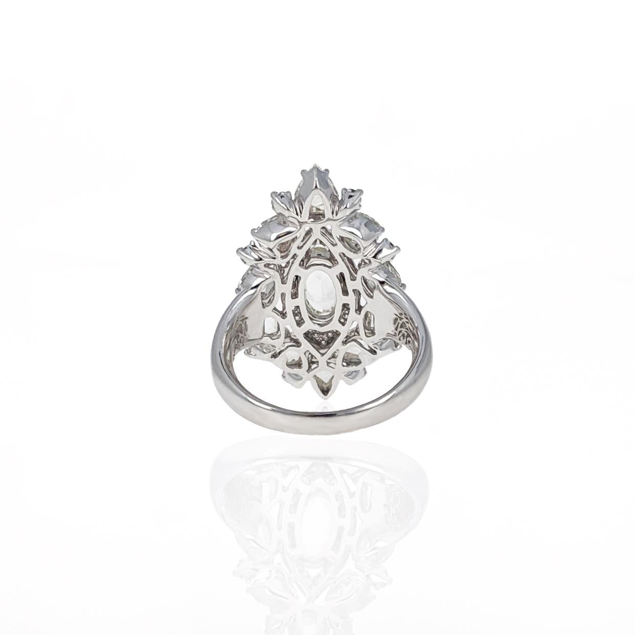 Contemporary Sutra Rose Cut Diamond White Gold Ring For Sale