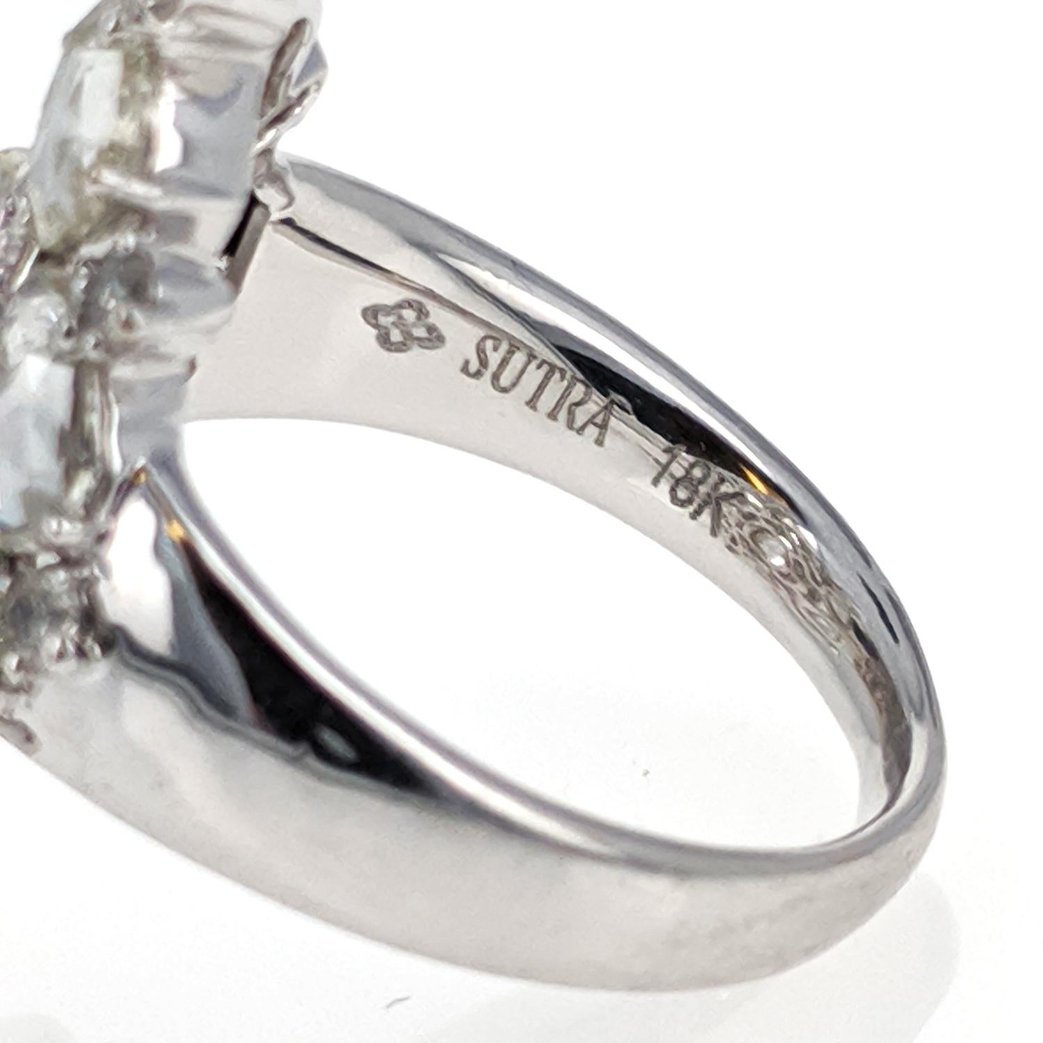 Women's or Men's Sutra Rose Cut Diamond White Gold Ring For Sale