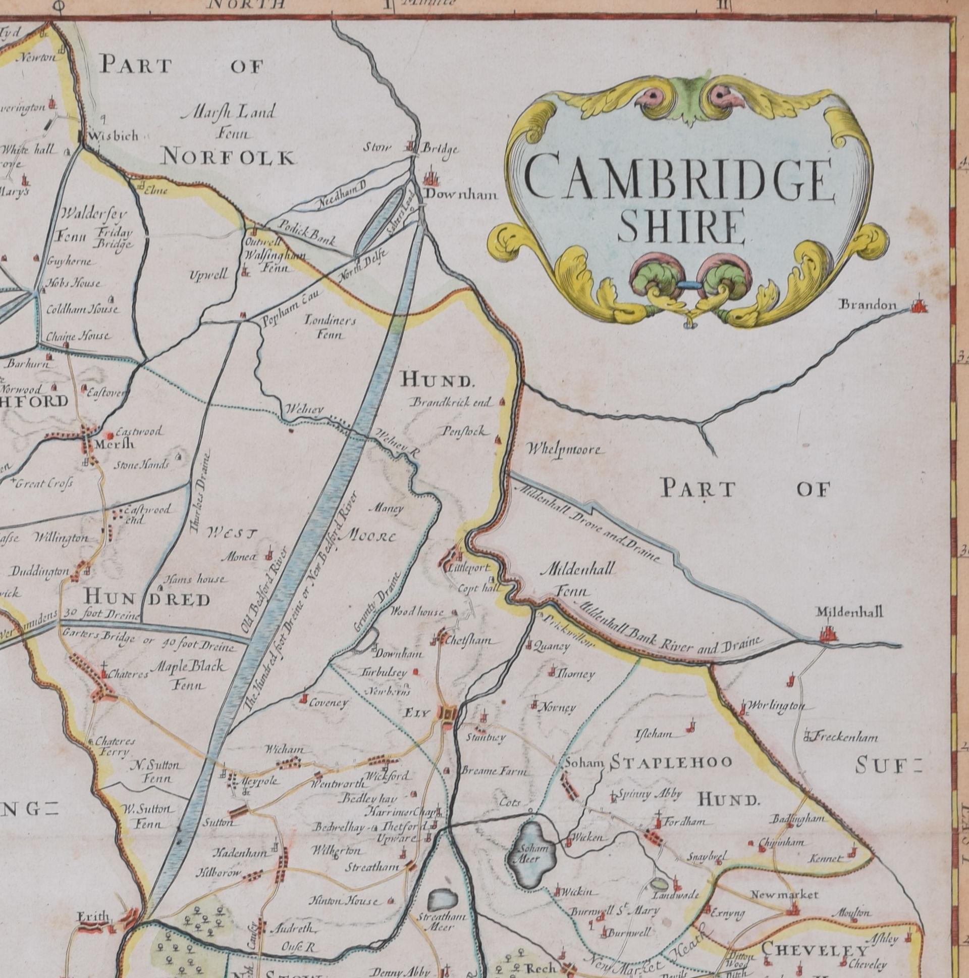 Carte de Cambridge gravure du 18e siècle par Sutton Nichols en vente 1