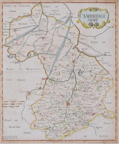 Map of Cambridge 18th century engraving by Sutton Nichols