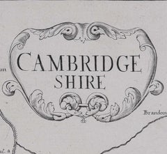 Map of Cambridgeshire, 18th century engraving by Sutton Nicholls