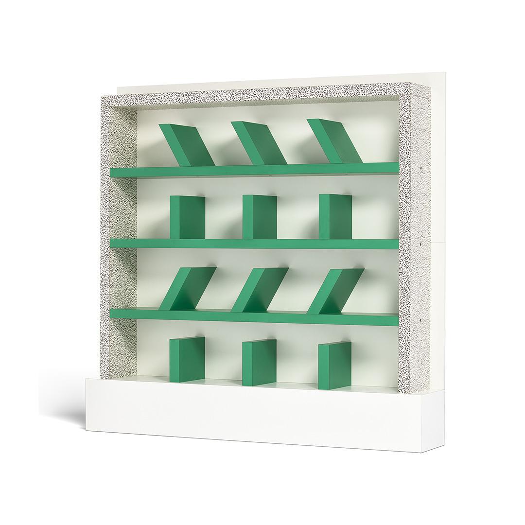 The Suvretta bookcase in plastic laminate was originally designed in 1981, by Ettore Sottsass for Memphis Milano.

Ettore Sottsass was born in Innsbruck in 1917. In 1939 he graduated in architecture at the Politecnico di Torino. One of the most