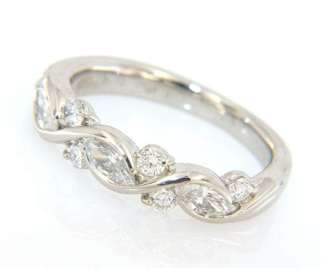 SUWA Marquise and Round Diamond Anniversary Band Ring in Platinum In Excellent Condition For Sale In Vienna, VA