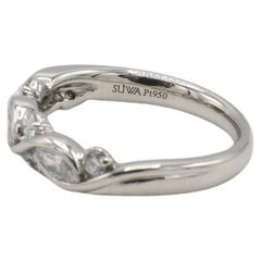 SUWA Platinum Natural 0.50 Carat Diamond Twist Half Band Wedding Ring