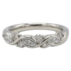 SUWA Platinum Natural 0.50 Carat Diamond Twist Half Band Wedding Ring