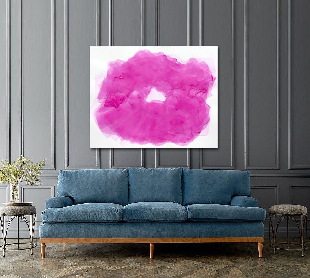 Original Hot Pink Bloom on Paper / Striking Color Field / High Quality Paper and Paint / Frame to your Decor / Large Size 40