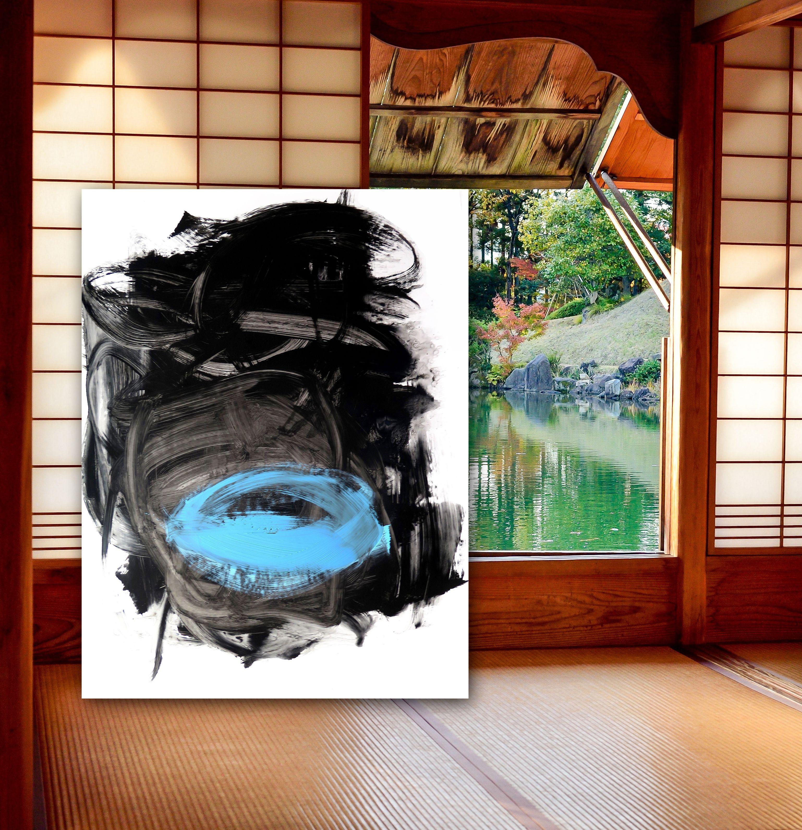 Kyoto Nacht, Gemälde, Acryl auf Papier – Painting von Suz Shippey Borski