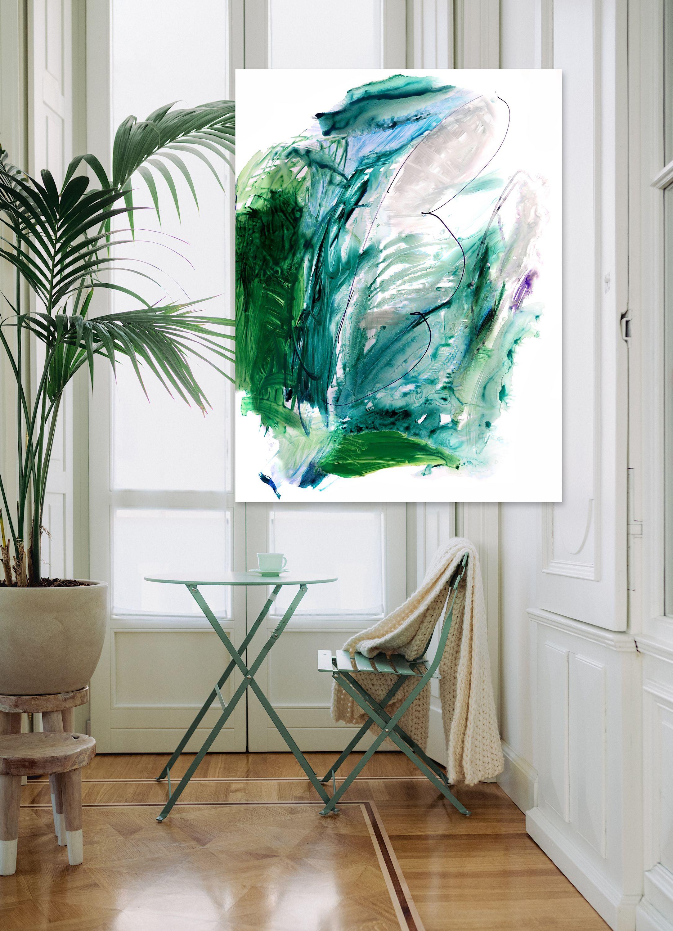 Peinture « On Earth », acrylique sur papier - Contemporain Painting par Suz Shippey Borski