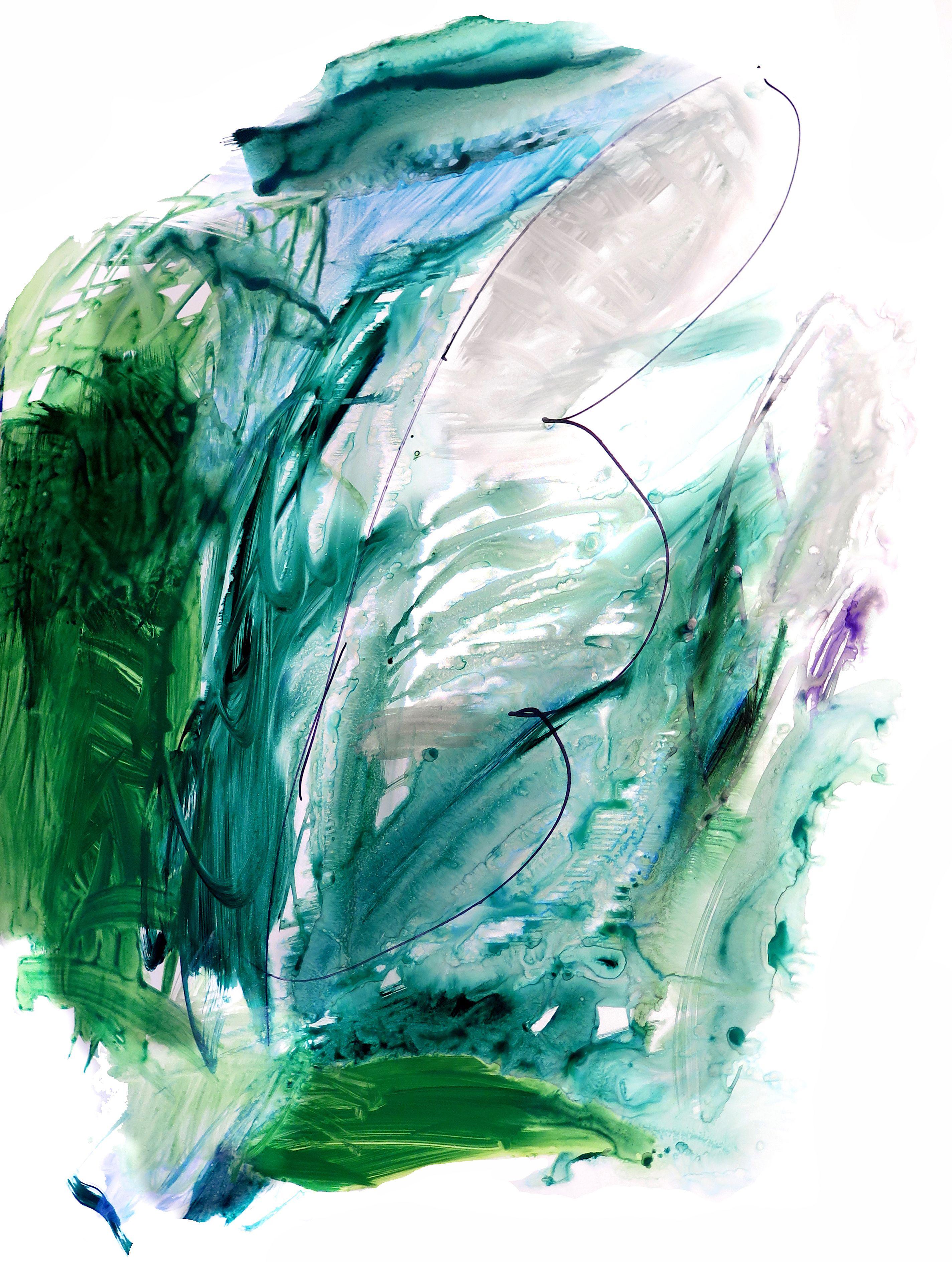 Peinture « On Earth », acrylique sur papier - Painting de Suz Shippey Borski