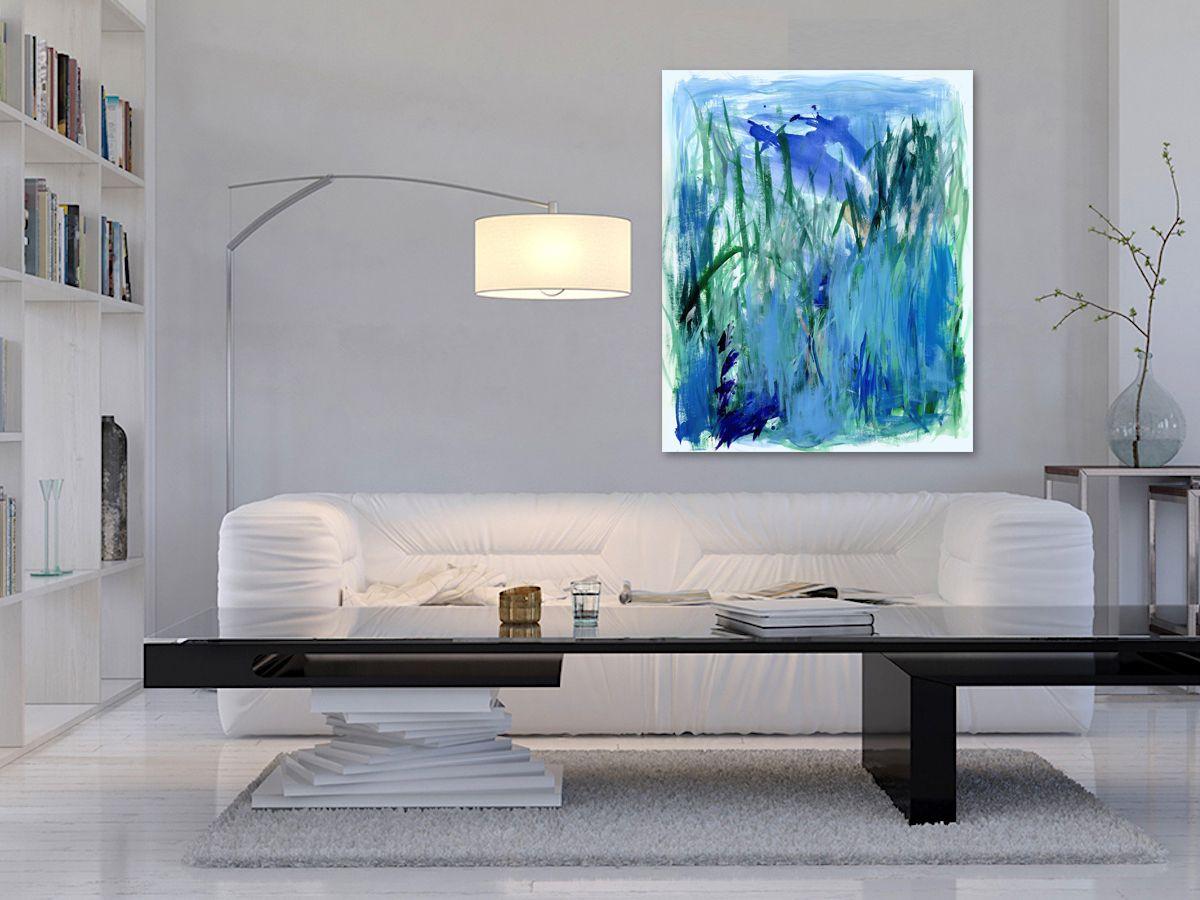 Rainwasser im Garten, Gemälde, Acryl auf Papier im Angebot 1