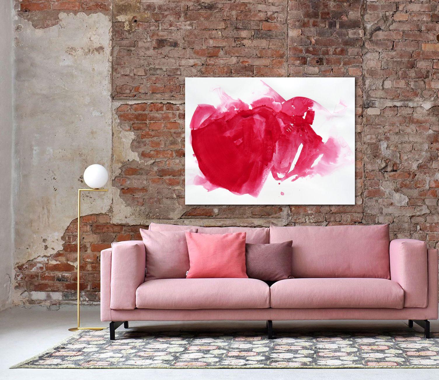 Bacio con rossetto rosso, Pittura, Acrilico su carta - Painting di Suz Shippey Borski