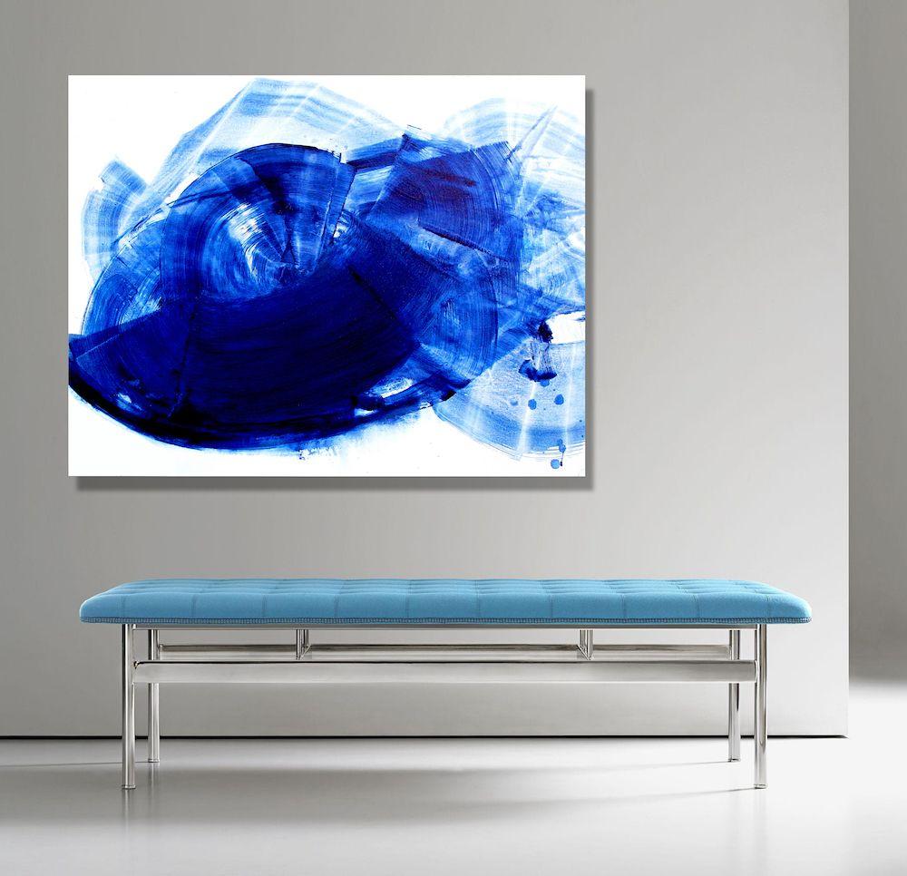 Sapphire Water Blue Abstract / Fresh - Tranquil - Action - Beautiful Color - Striking / Wired - Ready to Hang - Sides Painted / For home or Business / Quality Materials / Professional / Protective Varnish to enhance Color / Remember when you drank