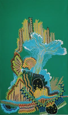 La dea degli spruzzi d'acqua risveglia la natura, 2019, acrilico su tela, etnico
