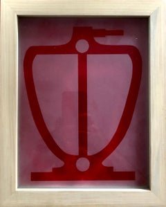 Escultura mural abstracta de vidrio con urna grabada al ácido Enmarcada ed. 25 Firmada