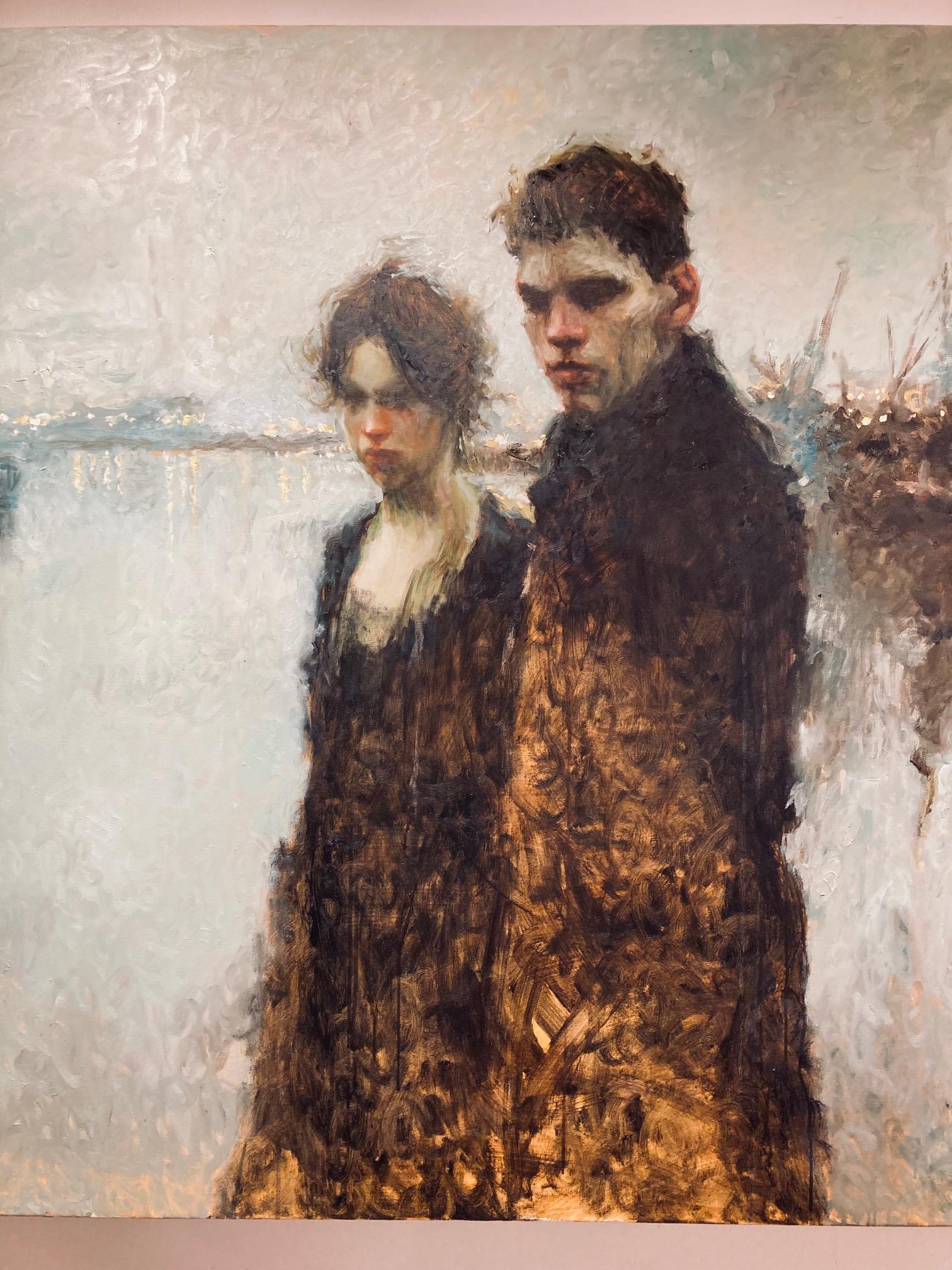 Before the Moment Breaks Ölgemälde auf Leinwand Romance Harbour Auf Lager im Angebot 3