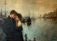 Between Silence and Touch Oil Painting on Linen Canvas Contemporary In Stock