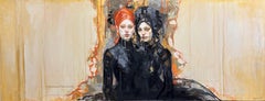 Entre Nosotros Pintura al Óleo sobre Lienzo Chicas Gemelas Dualidad En Stock