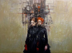 Devided Selves Oil Painting on Canvas Girls Guardian Angel En Stock