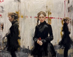 In her Shadow Oil Painting on Canvas Girl Female Figure Guardian Angel En Stock