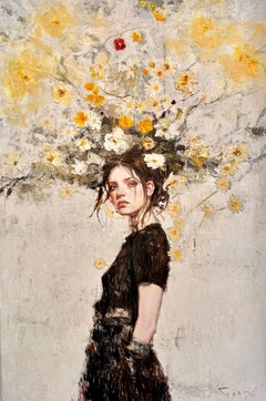 Puela Florum I: Retrato de una niña de las flores, pintura al óleo sobre lienzo. Disponible