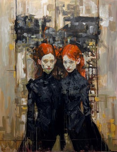 Reflections in the Twilight Oil Painting on Canvas Girls Guardian Angel En Stock