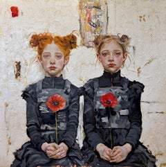 The Weight of Silence Peinture à l'huile sur toile Ange gardien des filles En stock