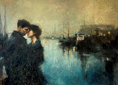 What Comes our Way Oil Painting on Canvas Lovers Harbour Landscape In Stock