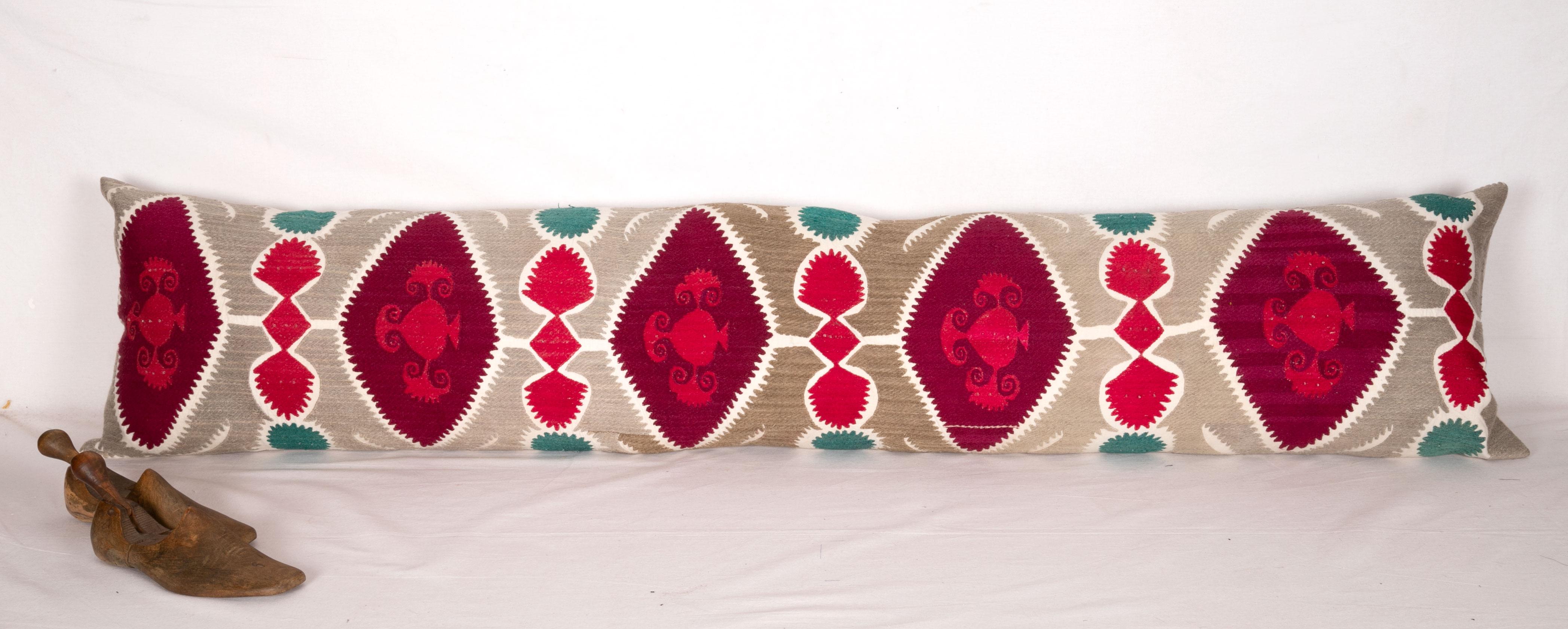 Cotton Suzani Body Pillow Case, Made from a Mid-20th C. Uzbek Suzani
